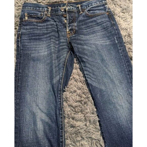 Abercrombie & Fitch Extra Heavy Ounce Vintage Jeans Mens 32 x 30 Button Fly Blue - Picture 4 of 9